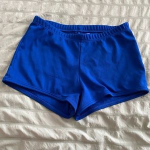 Blue soffe cheer spandex.